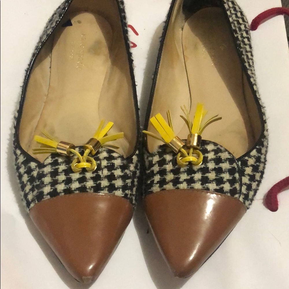 Kate Spade houndstooth colorblocked flats